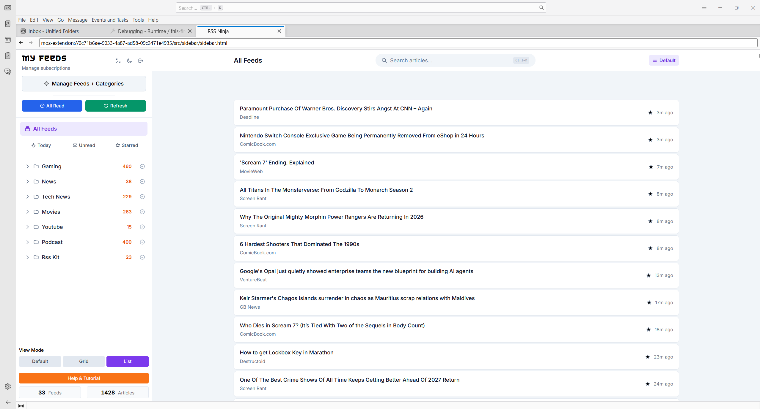 RSS Ninja Thunderbird